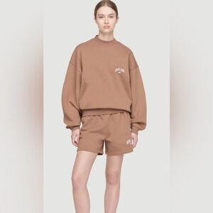 Anine Bing Phoenix Sweatshirt & Evan Short set in camel - size XS